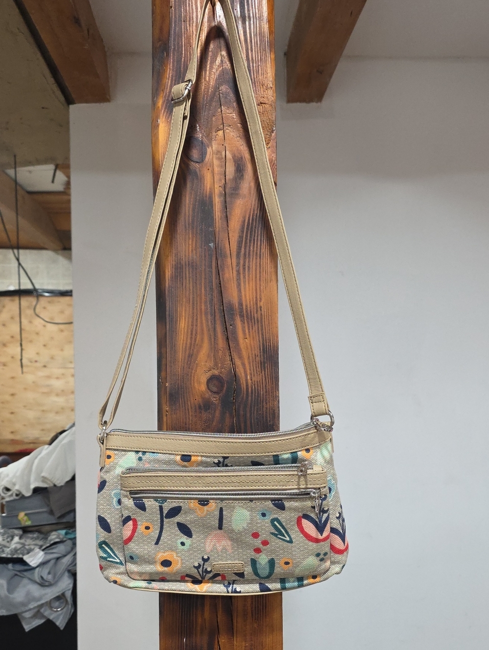 Relic Beige Floral Canvas Crossbody Bag